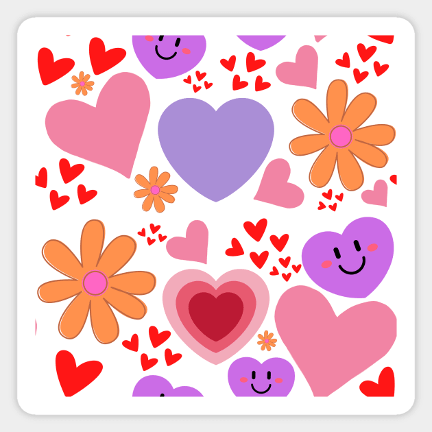 Happy Hearts and Flowers Sticker by GemmasGems